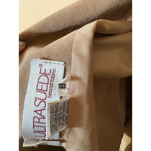 Vintage Charles Klein Ultrasuede Trench Coat Belted Longline Neutral Women's - Picture 6 of 6